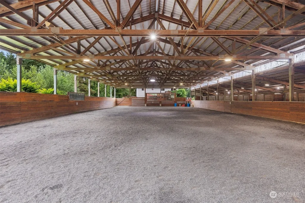 The riding arena at Blue Roan Farm